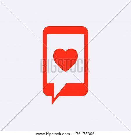 phone with hearts on the screen icon stock vector illustration flat design