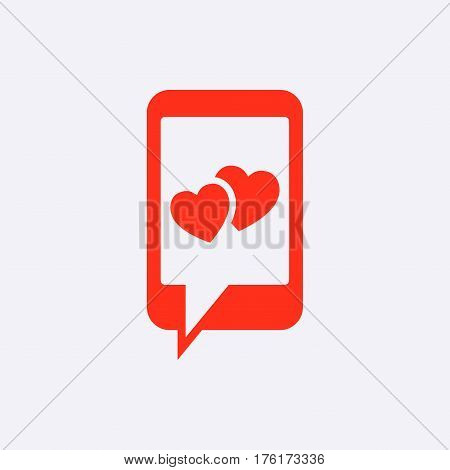 phone with hearts on the screen icon stock vector illustration flat design