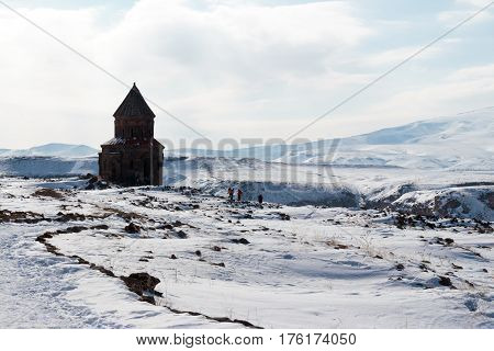 Archaeological Site of Ani Ruins on UNESCO World Heritage List. Kars Turkey ,February 2017.