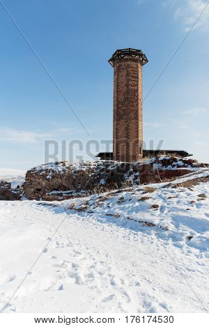 Archaeological Site of Ani Ruins on UNESCO World Heritage List. Kars Turkey ,February 2017.