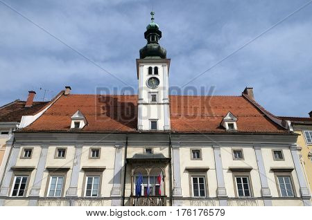 MARIBOR, SLOVENIA - APRIL 03: Maribor City Hall at Main Square of the city of Maribor in Slovenia, Europe on April 03, 2016.