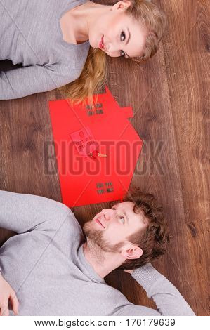 Just Married Lying On Floor.