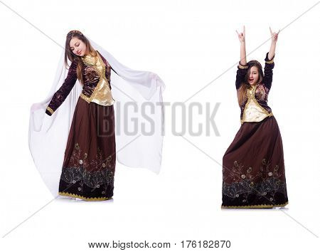 Young lady dancing traditional azeri dance