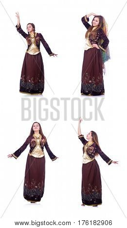 Young lady dancing traditional azeri dance