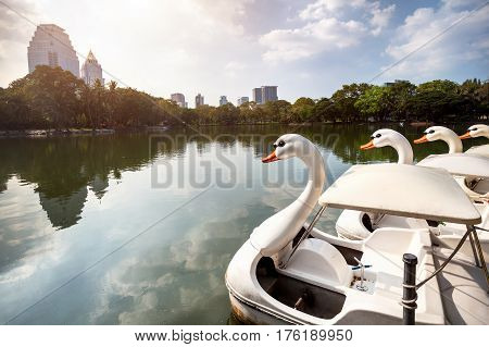 Boat In Lumpini Park In Bangkok