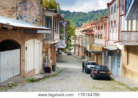 View Of Street In Signagi Or Sighnaghi City. Georgia