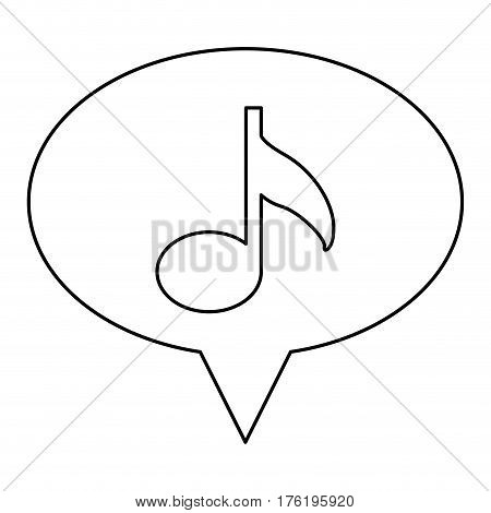 monochrome contour of oval speech with musical note icon vector illustration