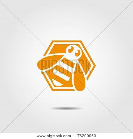 Vector icon with bee in the hexagon.