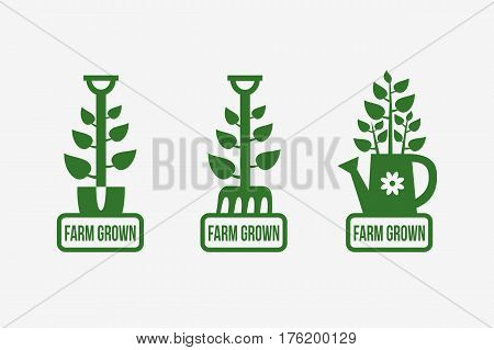 Set of farm grown logo templates design. Vector illustration.