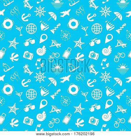 Seamless pattern with summer symbols. Vector illustration.