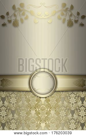 Elegant background with decorative border and floral patterns.