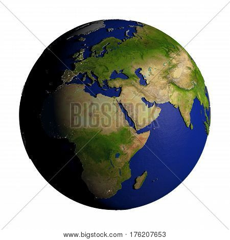 Emea Region On Earth Isolated On White