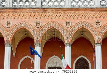 Lodge Amulea in the Great piazza of Prato della Valle also known as Ca' Duodo Palazzo Zacco in Padua Italy