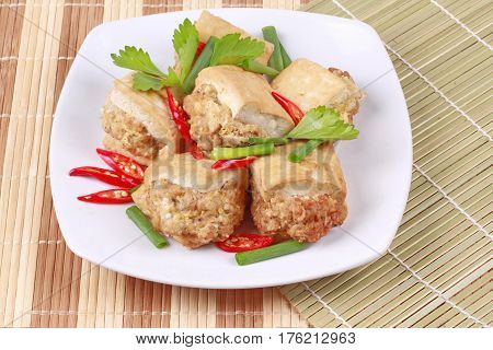 Fried Gold Bar As Spicy Fried Tofu Wrap Minced Pork .