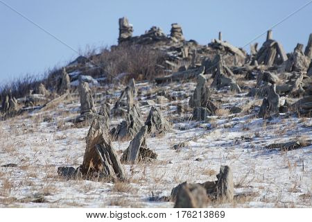 Stone Pyramids For Spirits On Ogoi Island.