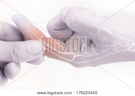 finger bone pain white background finger injury