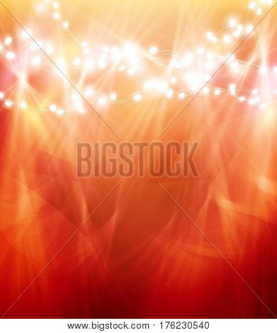 Colourful Glowing Christmas Lights And Greeting Card. Vector illustration