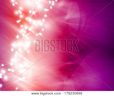 Colourful Glowing Christmas Lights And Greeting Card. Vector illustration