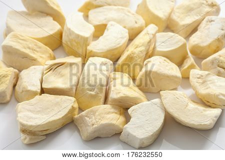 Durian Zibethinus King Of Fruit Freeze Dry On White Background