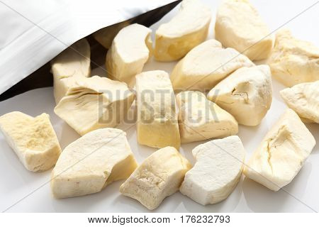 Durian Zibethinus King Of Fruit Freeze Dry On White Background