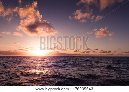 Beautiful landscape romantic colorful caribic ocean sunset