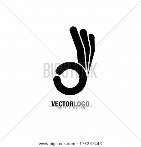 Ok Symbol Or Approval Icon With Human Hand - Concept Vector In Orange.