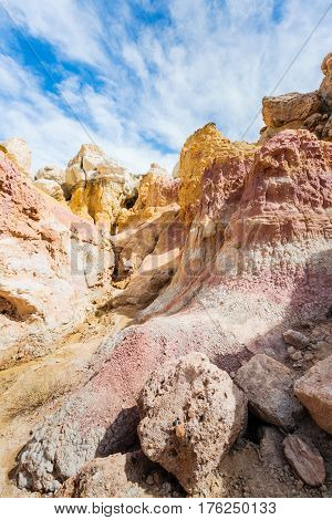 Geological rock formations at the Calhan Paint Mines in Coloado.