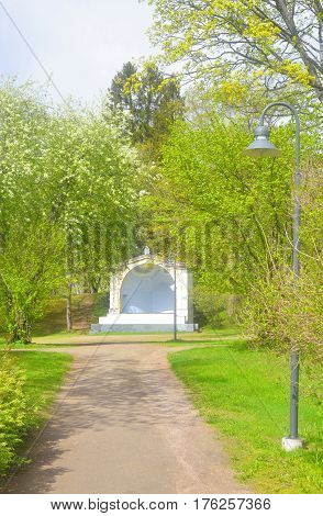 Spring landscape in Pusupuisto Park of Lappeenranta Finland.