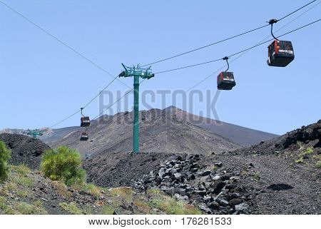 The Cableway Of Mount Etna On Sicily