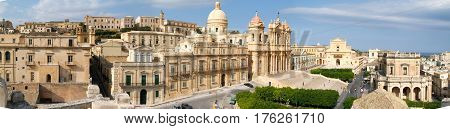 Panorama Of The Town Of Noto On Italy