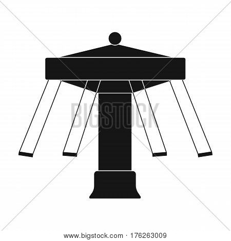 Carousel with seats on chains for children. Amusement park.Amusement park single icon in black style vector symbol stock web illustration.