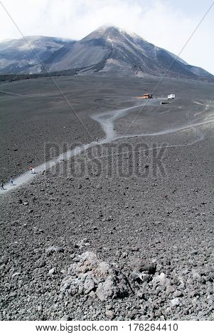 Raod To Vulcano Of Mount Etna On Sicily