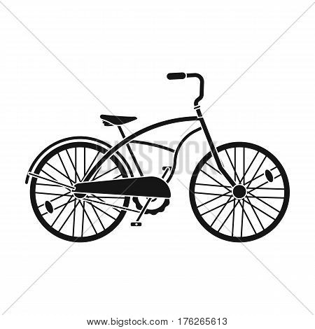 Blue two-wheeled bicycle for a ride through the city. Pleasure of transport.Different Bicycle single icon in black style vector symbol stock web illustration.