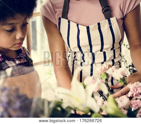 Business of flower shop with woman owner