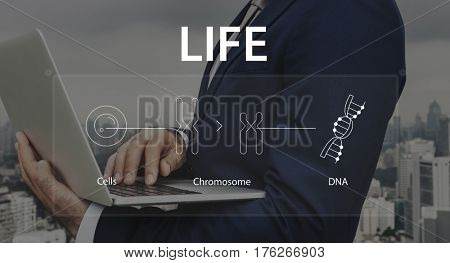 Man study biology humanity life science genetic research