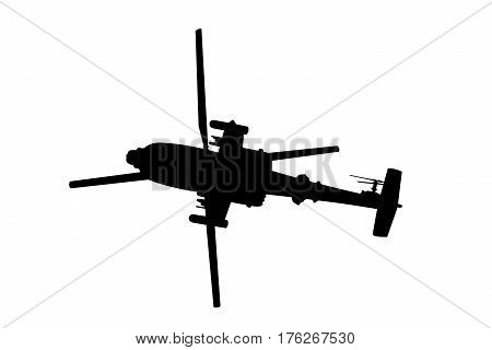 helicopter gunship silhouette illustration on a white background