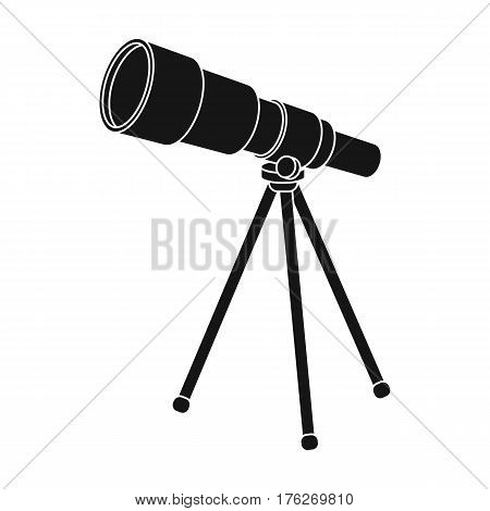 Telescope for schools. Device for astronomy. Device for inspection of the stars.School And Education single icon in black style vector symbol stock web illustration.