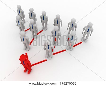 3D Small People Standing Numbers As A Pyramid. 3D Image.