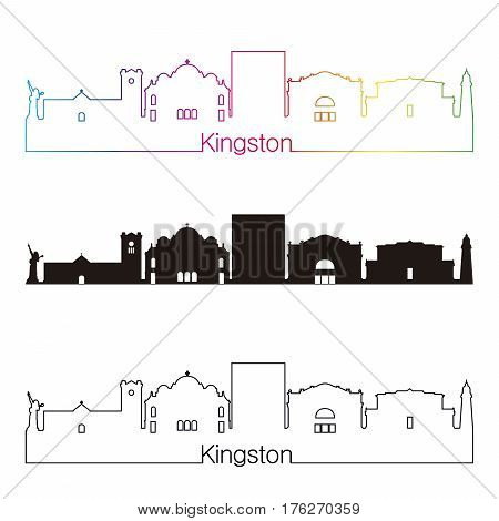 Kingston Skyline Linear Style With Rainbow