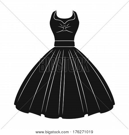 White fluffy wedding dress for a girl. Wedding wear.Women clothing single icon in black style vector symbol stock web illustration.