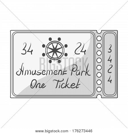 Ticket for passage to the territory of the amusement park.Amusement park single icon in monochrome style vector symbol stock web illustration.