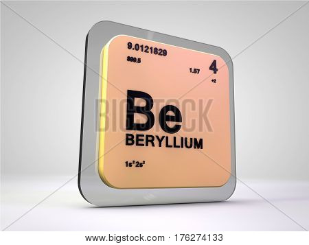 Beryllium -  Be - chemical element periodic table 3d render
