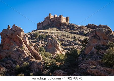 View of medieval castle Riba de Satiuste, Castilla la Mancha, Spain