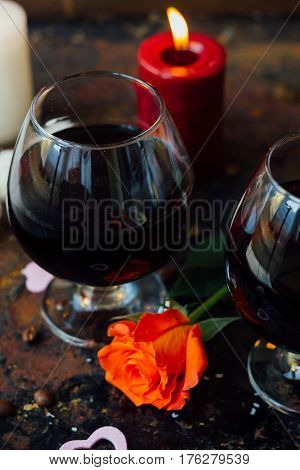 Romantic Drink For Couple - Juice In Glasses.