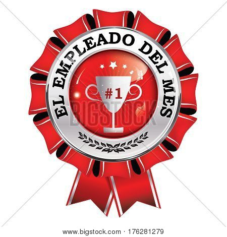 Empleado del Mes (Employee of the Month in Spanish language) - award ribbon. Print colors used