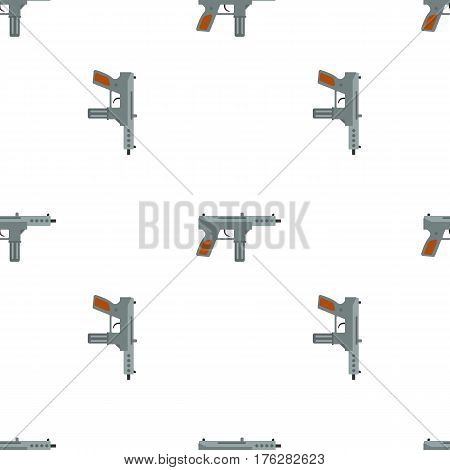 Submachine gun security and military weapon. Metal automatic gun. Seamless pattern, tiling ornament vector illustration
