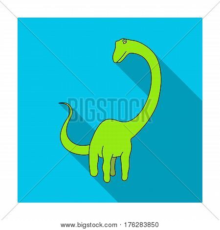 Cute Monster kids logo monster .A green dinosaur in an amusement park. Jurassic Park.Amusement park single icon in flat style vector symbol stock web illustration.