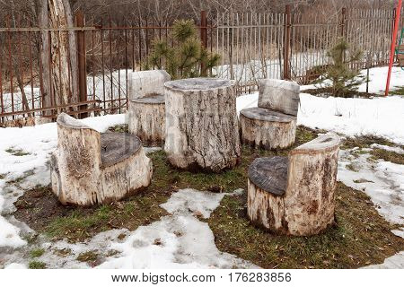 Self-made Wooden Furniture On The Street