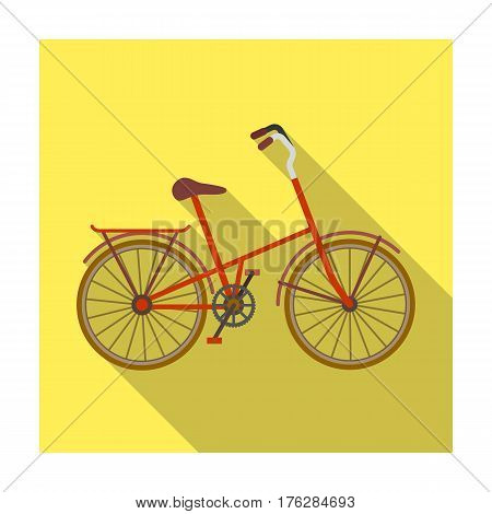 Children s bicycle with low frame and luggage compartment flaps.Different Bicycle single icon in flat style vector symbol stock web illustration.