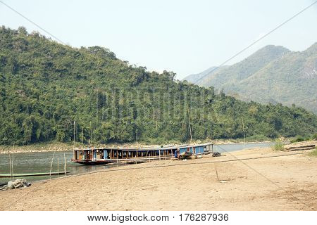 Boat on the Mekong River. 4000 islands. Don Det. Laos